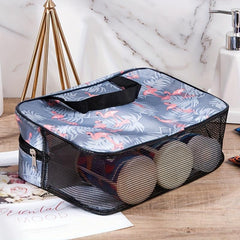 Travel Flamingo Mesh Cosmetic Bag Large Capacity Waterproof Toiletry Bag