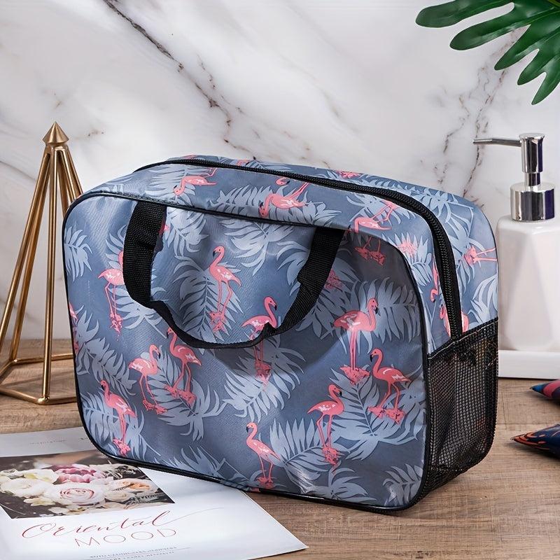 Travel Flamingo Mesh Cosmetic Bag Large Capacity Waterproof Toiletry Bag