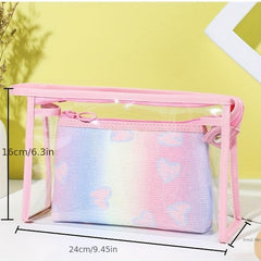 Glitter Love Toiletry Bag Portable Cosmetics Wash Travel Storage Bag