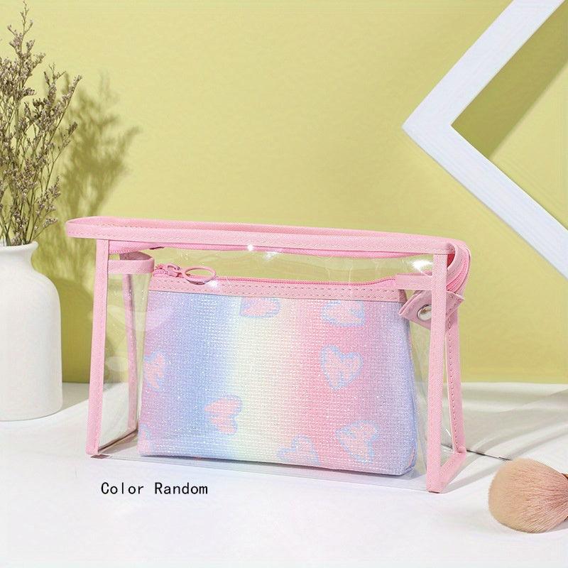 Glitter Love Toiletry Bag Portable Cosmetics Wash Travel Storage Bag