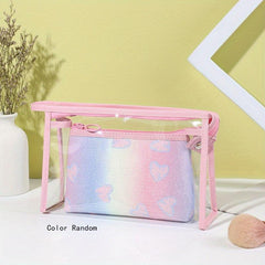Glitter Love Toiletry Bag Portable Cosmetics Wash Travel Storage Bag