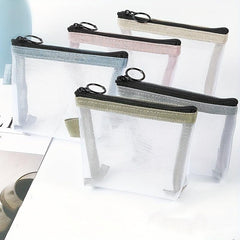 Transparent Mesh Storage Bag Portable Coin Purse Cosmetic Key Card Storage