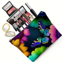 Colorful Butterfly Print Cosmetics Bag for Women - Travel Toiletry Bag