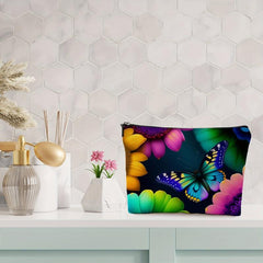 Colorful Butterfly Print Cosmetics Bag for Women - Travel Toiletry Bag