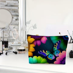 Colorful Butterfly Print Cosmetics Bag for Women - Travel Toiletry Bag