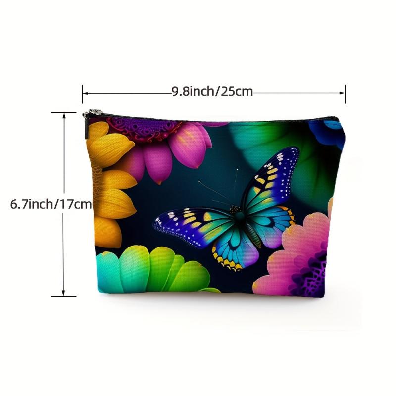 Colorful Butterfly Print Cosmetics Bag for Women - Travel Toiletry Bag