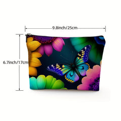 Colorful Butterfly Print Cosmetics Bag for Women - Travel Toiletry Bag