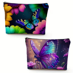 Colorful Butterfly Print Cosmetics Bag for Women - Travel Toiletry Bag