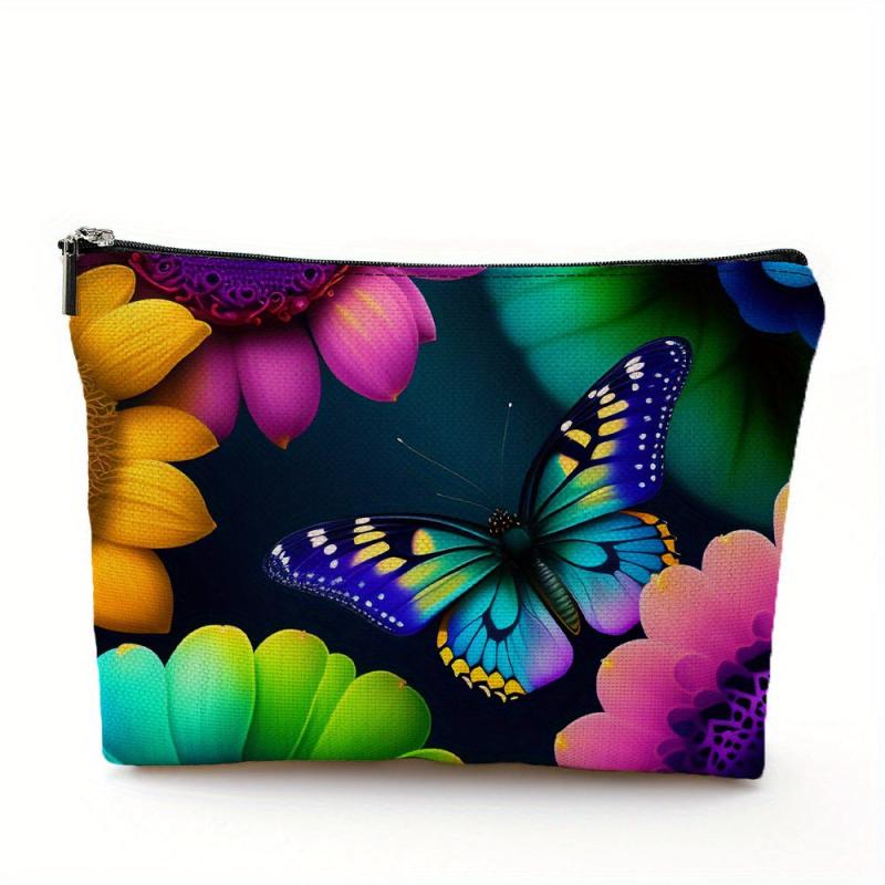 Colorful Butterfly Print Cosmetics Bag for Women - Travel Toiletry Bag