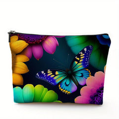 Colorful Butterfly Print Cosmetics Bag for Women - Travel Toiletry Bag