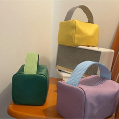 Portable Candy PU Large Capacity Makeup Bag Storage Bag Square Organizing Bag