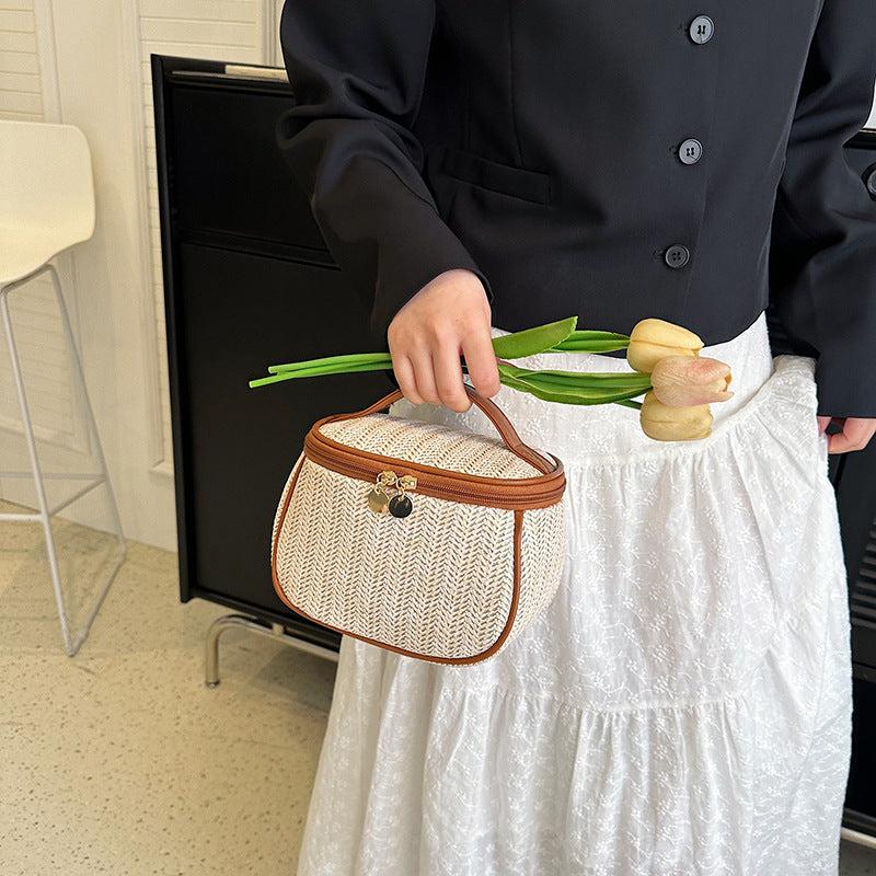 Straw Woven Cosmetic Bag Large Capacity Toiletry Bag