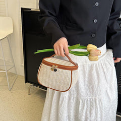 Straw Woven Cosmetic Bag Large Capacity Toiletry Bag