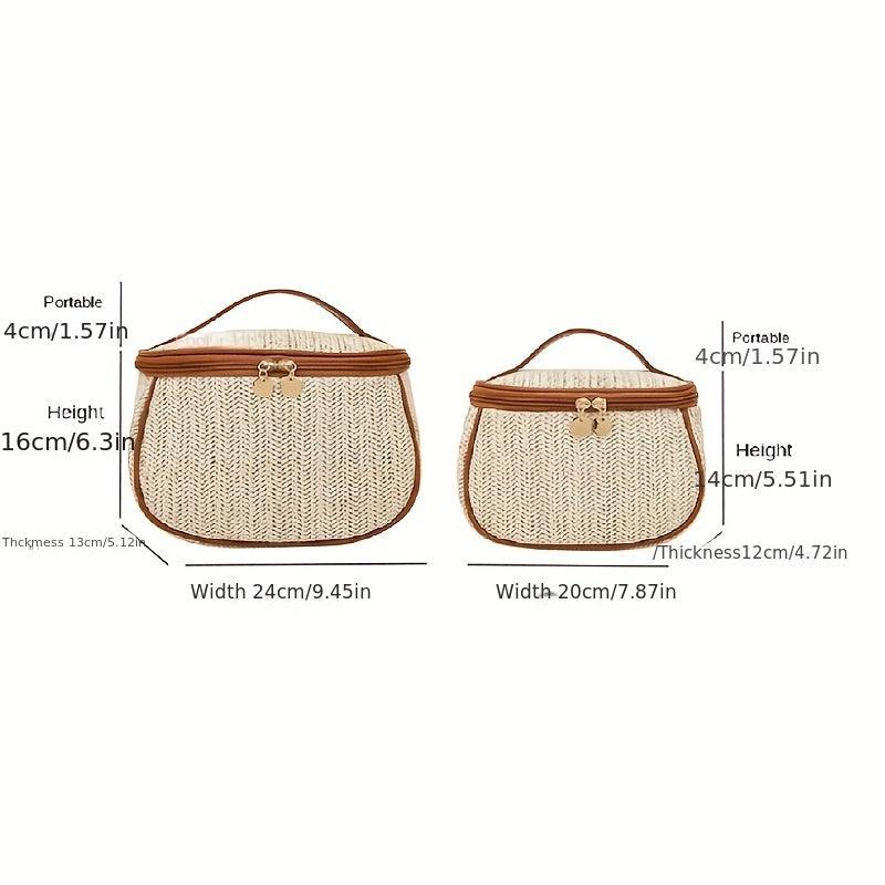 Straw Woven Cosmetic Bag Large Capacity Toiletry Bag