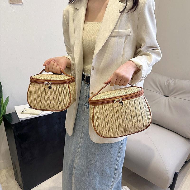 Straw Woven Cosmetic Bag Large Capacity Toiletry Bag