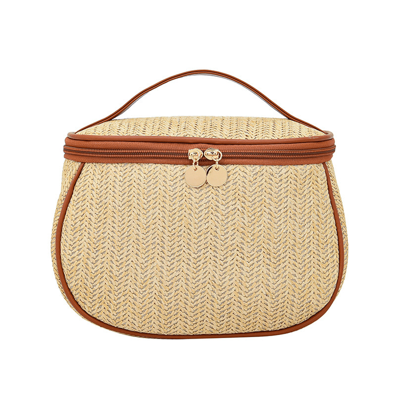 Straw Woven Cosmetic Bag Large Capacity Toiletry Bag