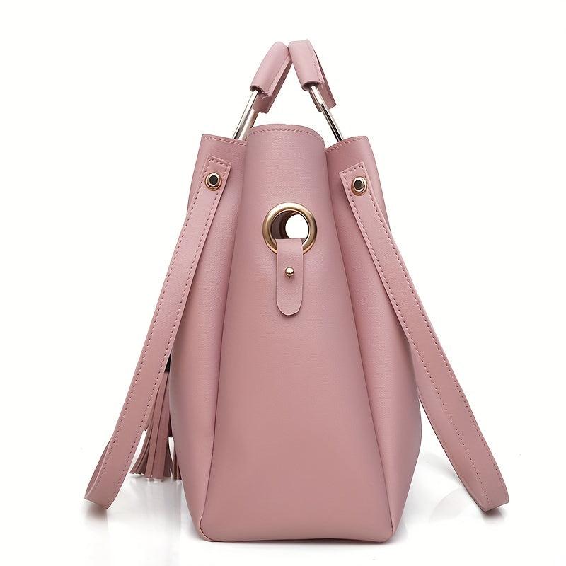 3pcs Tassel Handbag Set Women's Tote Bag Crossbody Bag Clutch Purse
