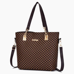 6pcs Geometric Pattern Tote Bag Set Faux Leather Handbag & Crossbody