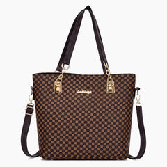 6pcs Geometric Pattern Tote Bag Set Faux Leather Handbag & Crossbody