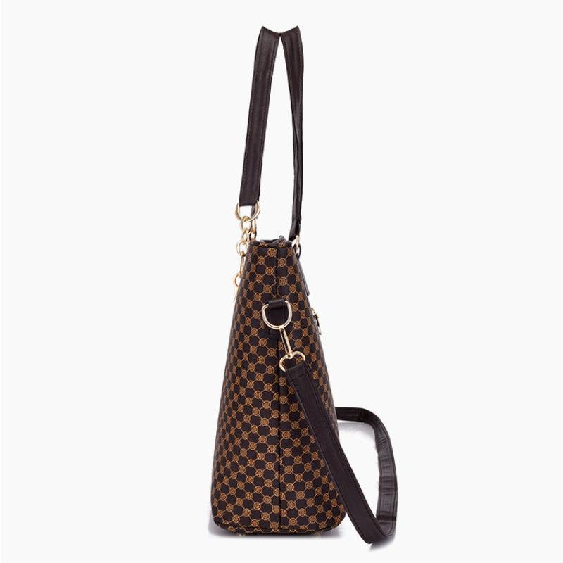 6pcs Geometric Pattern Tote Bag Set Faux Leather Handbag & Crossbody