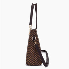 6pcs Geometric Pattern Tote Bag Set Faux Leather Handbag & Crossbody
