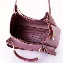 Crocodile Pattern Handbag Set: Tote, Crossbody, Clutch, Card Holder