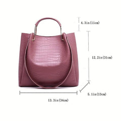 Crocodile Pattern Handbag Set: Tote, Crossbody, Clutch, Card Holder
