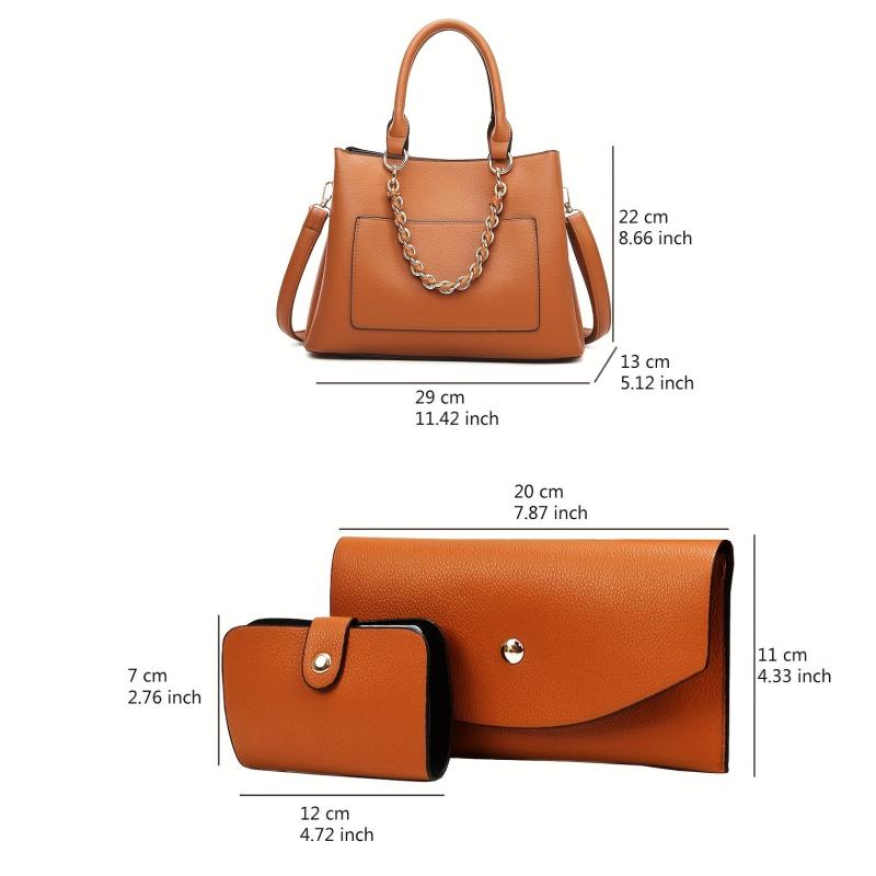 Metal Chain Large Capacity Handbags Set Women's Purse Sets