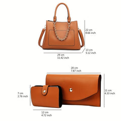 Metal Chain Large Capacity Handbags Set Women's Purse Sets
