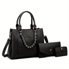 Metal Chain Large Capacity Handbags Set Women's Purse Sets