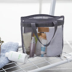 Portable Mesh Travel Beach Bag Wash Storage Bag Outdoor Shoulder Handbag