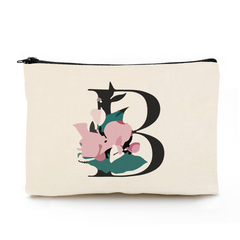Floral A Letter Print Makeup Bag Bridesmaid Organizer Bags