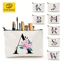 Floral A Letter Print Makeup Bag Bridesmaid Organizer Bags