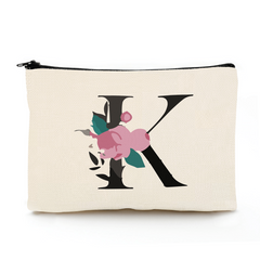 Floral A Letter Print Makeup Bag Bridesmaid Organizer Bags