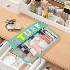 Waterproof Transparent PVC Towel Embroidered Letter Cosmetic Bag