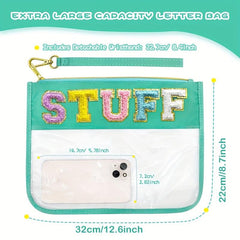 Waterproof Transparent PVC Towel Embroidered Letter Cosmetic Bag