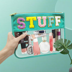 Waterproof Transparent PVC Towel Embroidered Letter Cosmetic Bag