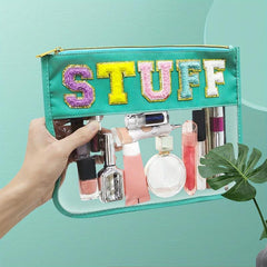Waterproof Transparent PVC Towel Embroidered Letter Cosmetic Bag