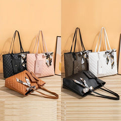 Minimalist Tote Bag Large Capacity Shoulder Bag With Clutch Purse & Scarf