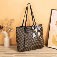 Minimalist Tote Bag Large Capacity Shoulder Bag With Clutch Purse & Scarf