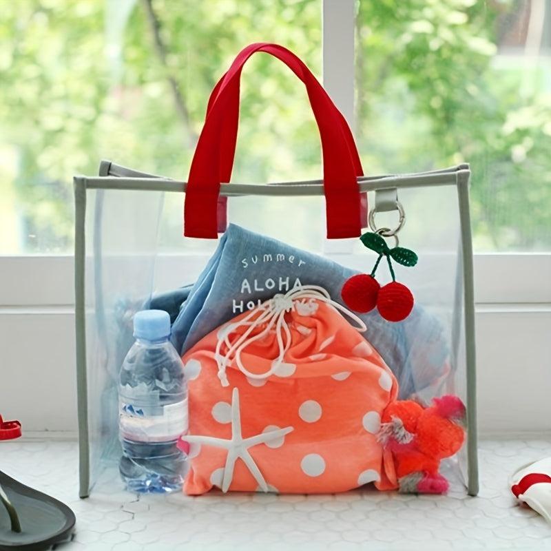 PVC Transparent Handbag Clothing Storage Beach Travel Tote Bag