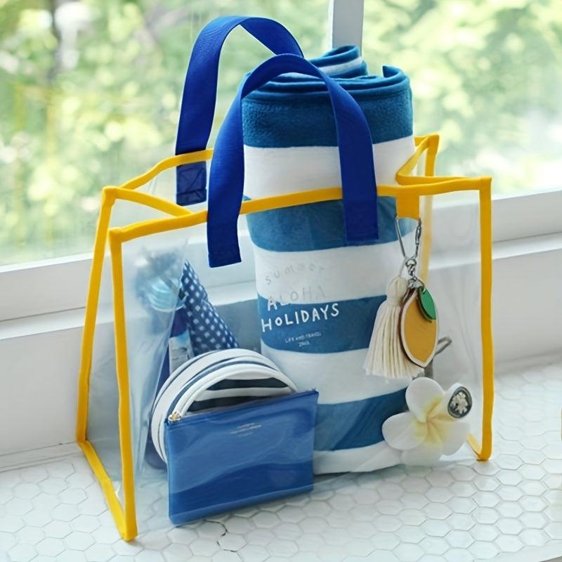 PVC Transparent Handbag Clothing Storage Beach Travel Tote Bag