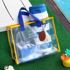 PVC Transparent Handbag Clothing Storage Beach Travel Tote Bag