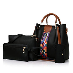 4pcs PU Leather Bag Set Large Capacity Shoulder Bag Versatile Commuter Bag
