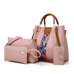 4pcs PU Leather Bag Set Large Capacity Shoulder Bag Versatile Commuter Bag