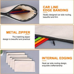 5pcs Canvas Zipper Pouch Wallet For Crafts DIY Pattern Bag Coin Purse