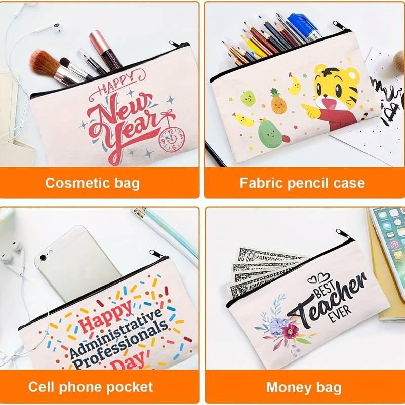 5pcs Canvas Zipper Pouch Wallet For Crafts DIY Pattern Bag Coin Purse