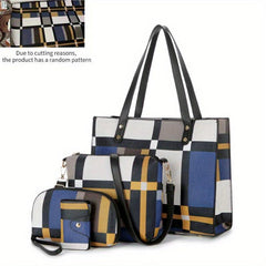 4pcs PVC Tote Crossbody Clutch Purse Set Large Capacity Shoulder Bag