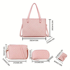 4pcs PVC Tote Crossbody Clutch Purse Set Large Capacity Shoulder Bag