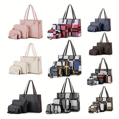 4pcs PVC Tote Crossbody Clutch Purse Set Large Capacity Shoulder Bag